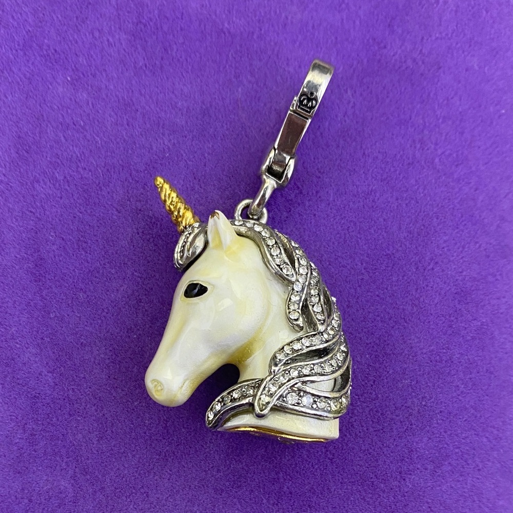 💛 RARE Y2K Juicy Couture Silver Unicorn Crystal Charm